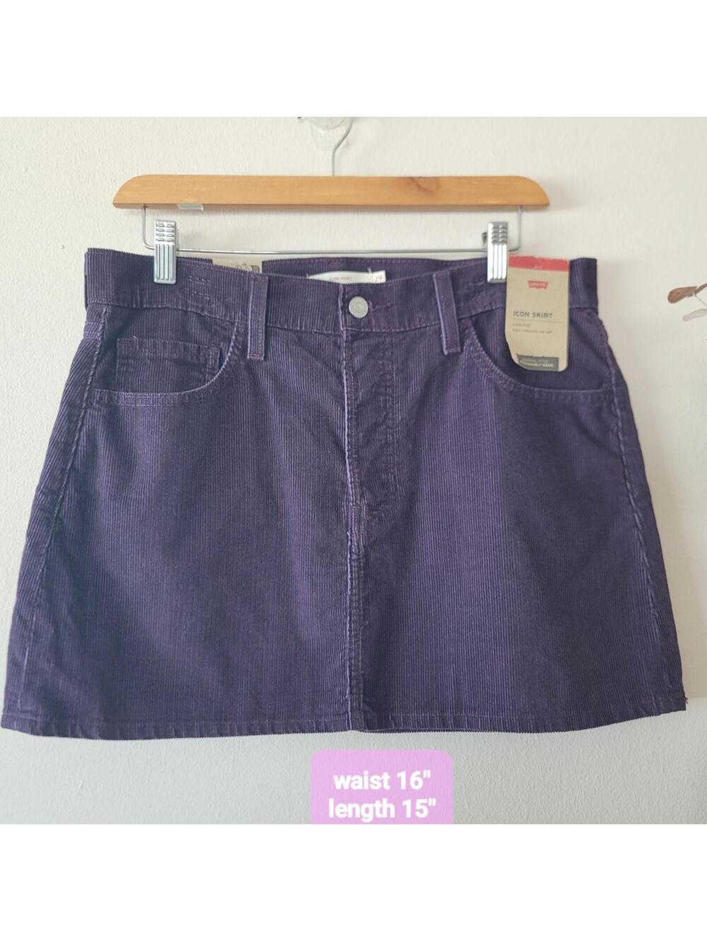 Levi’s Icon Corduroy Mini Skirt Cotton New y2k festival bts - Picture 3 of 8
